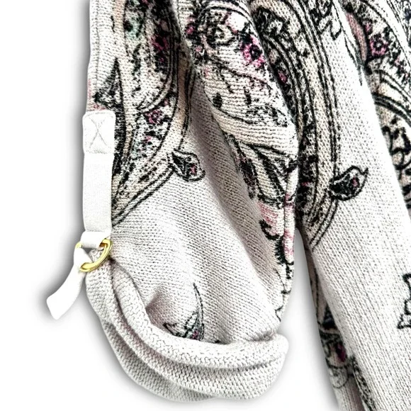 Chico's Blush Pink Paisley Sweater Sz 3 (XL) 3/4 Roll Tab Sleeve Romantic Cotton - Picture 5 of 12